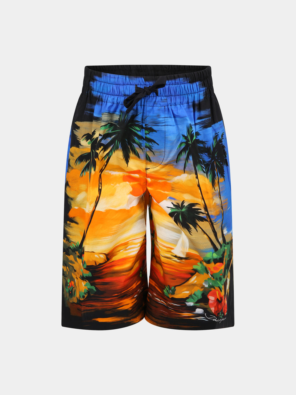 Short multicolore pour garçon avec imprimé et logo